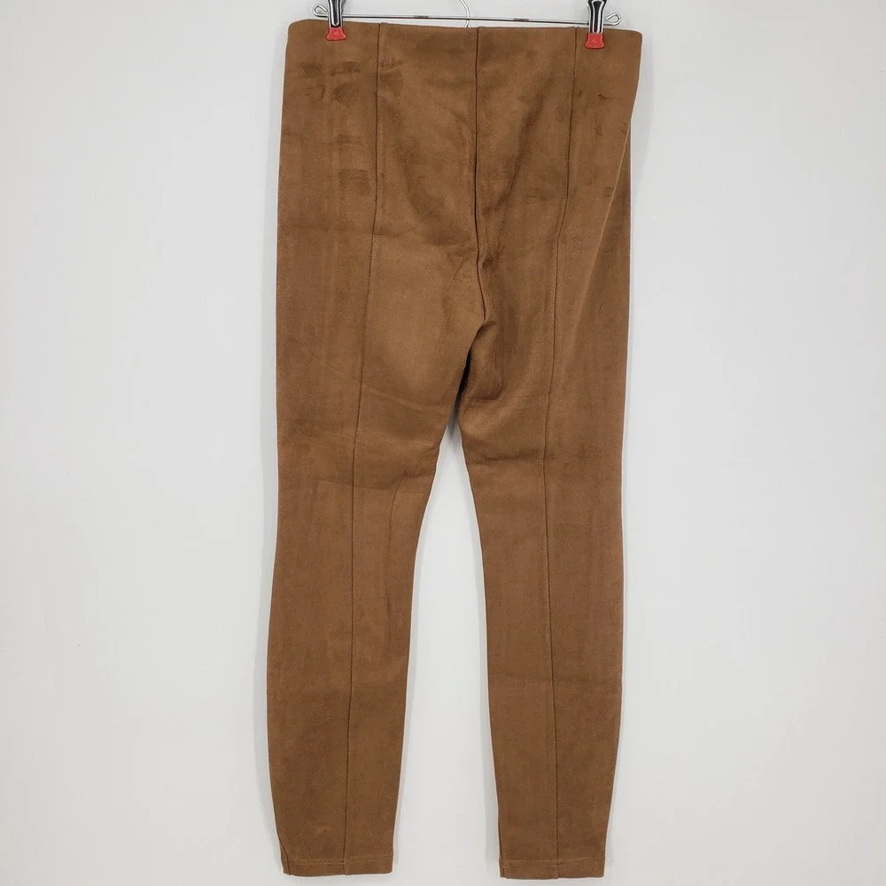 Grace Elements Brown Faux Suede Leggings Pants Women's Size M Pull on Skinny NEW